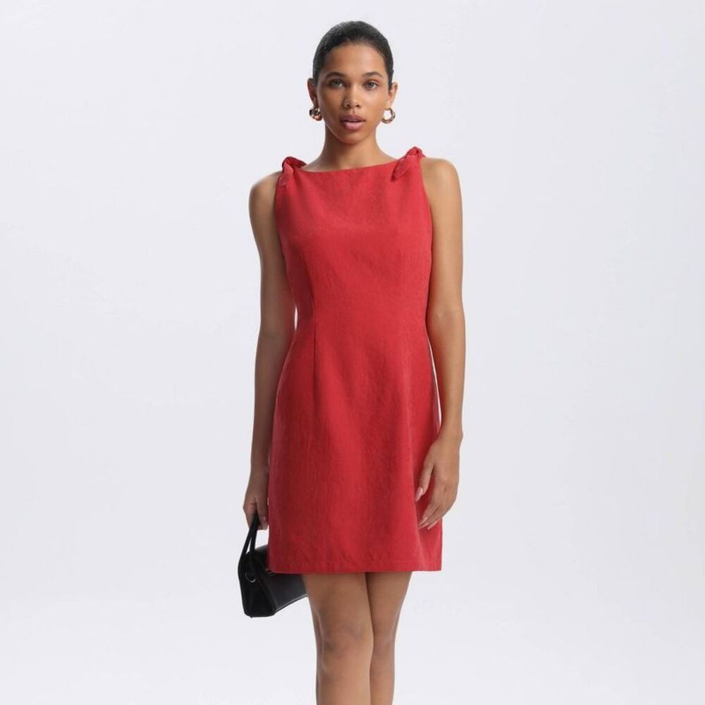 Women's Bow Shoulder Mini Shift Dress - A New Day Coral Orange M